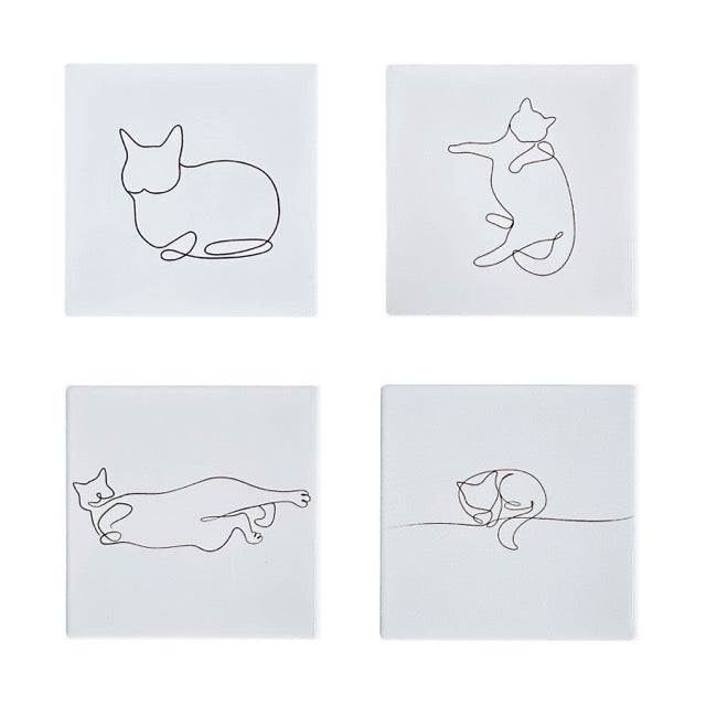 Minimalist Cat Pose Coasters