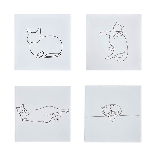 Minimalist Cat Pose Coasters