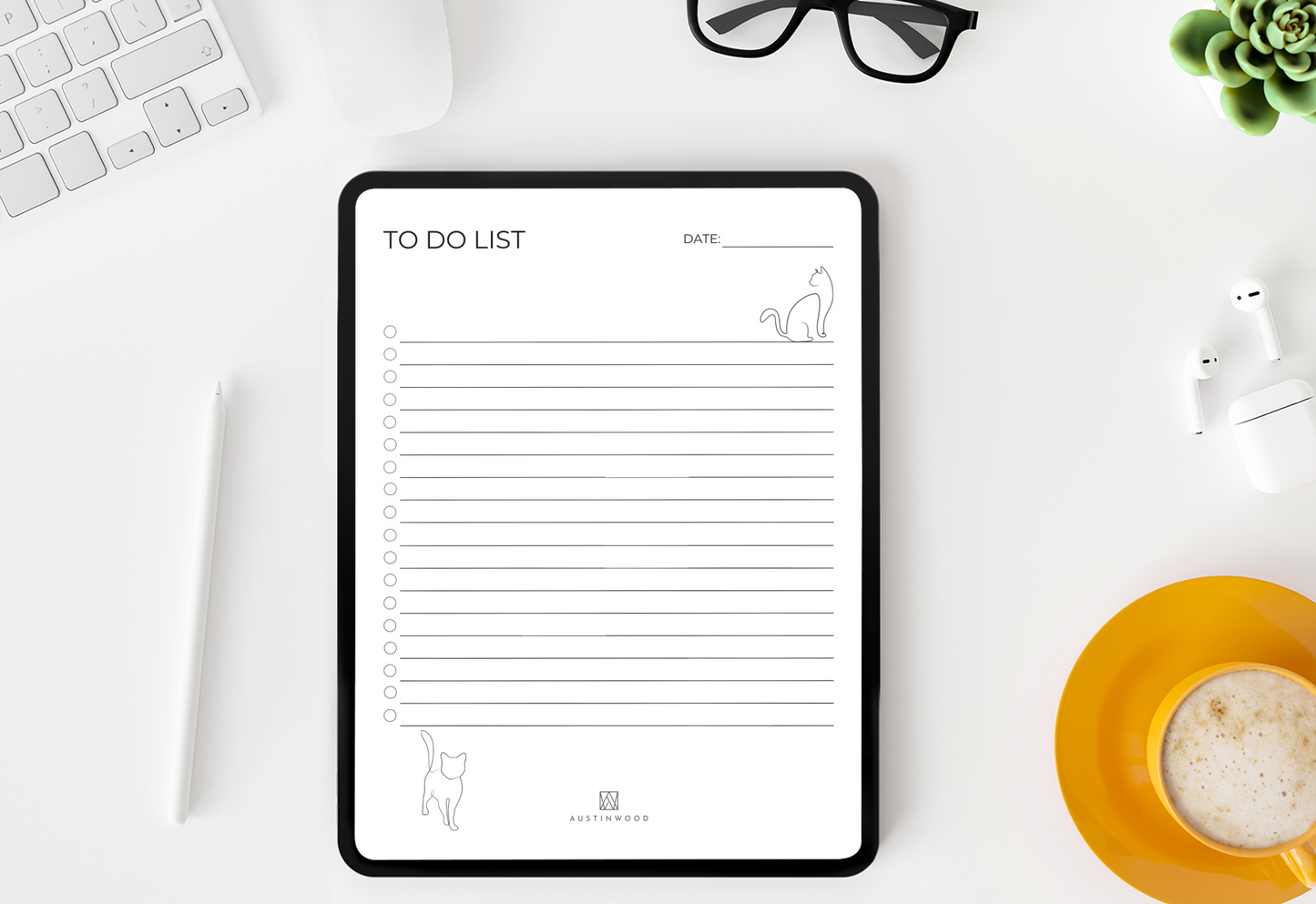 list minimalist- cat-themed digital