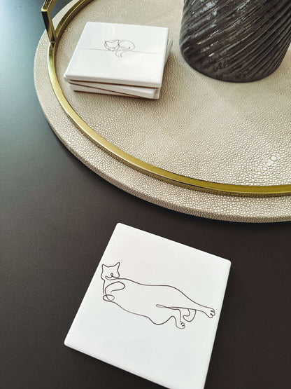 Minimalist Cat Pose Coasters